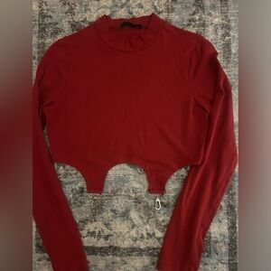 Red long sleeve crop top
